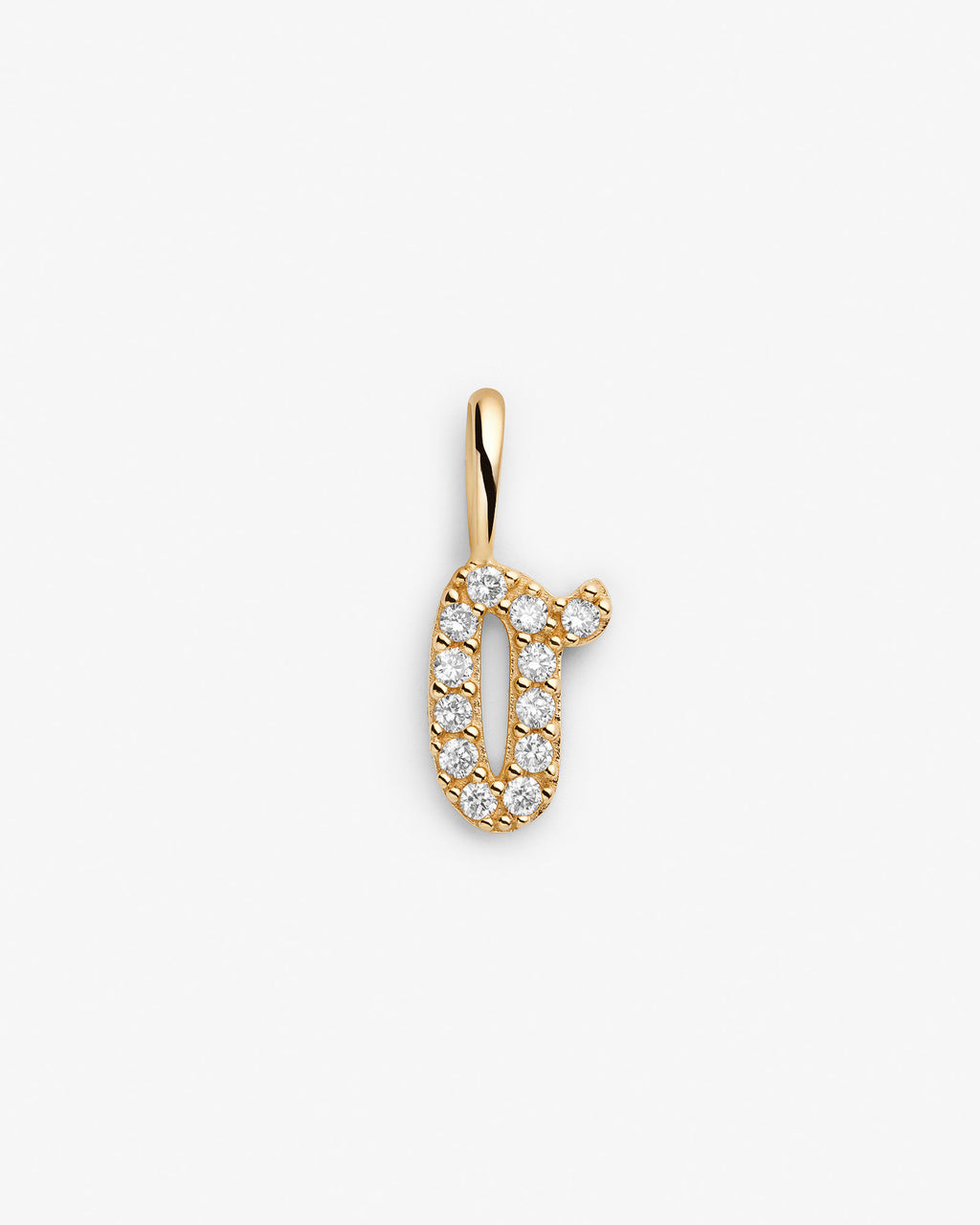 Initial O 14k Gold Necklace w. Lab-Grown Diamonds