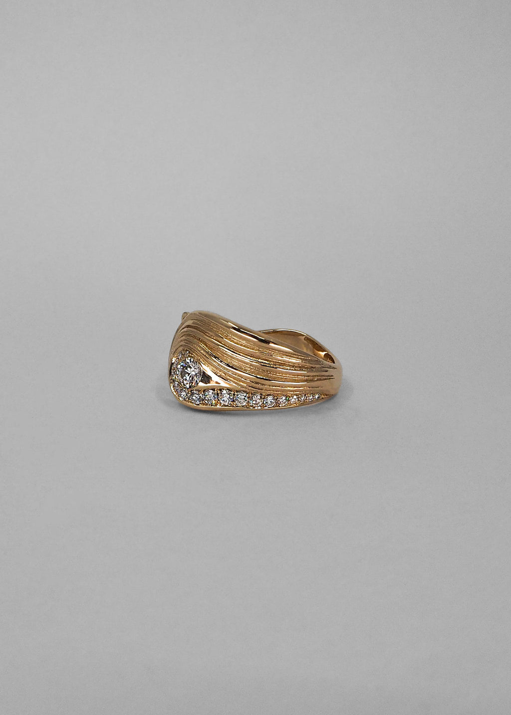 Ora Open 14K Gold Ring w. Diamonds