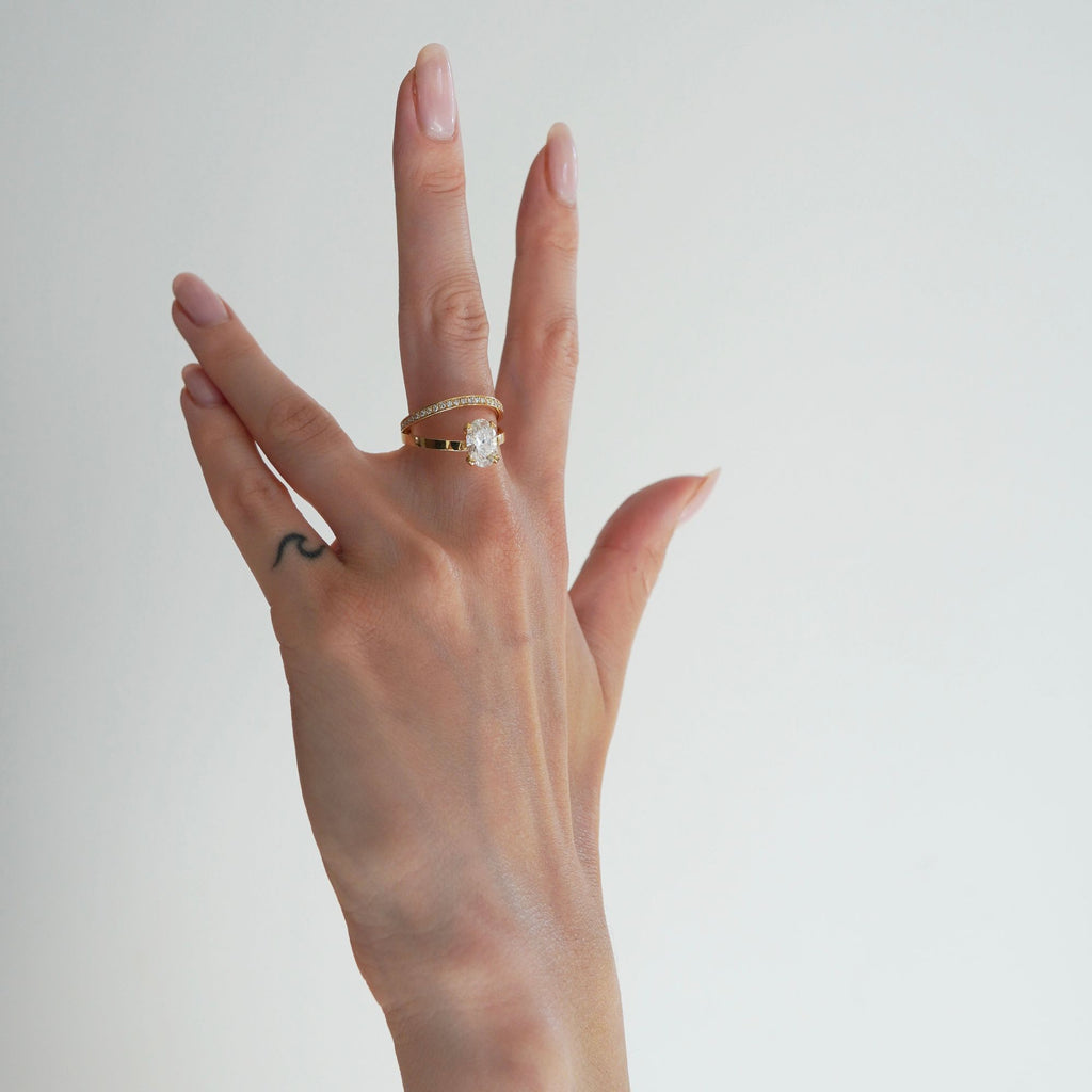 Reflektion 18K Guld Ring m. Lab-Grown Diamanter