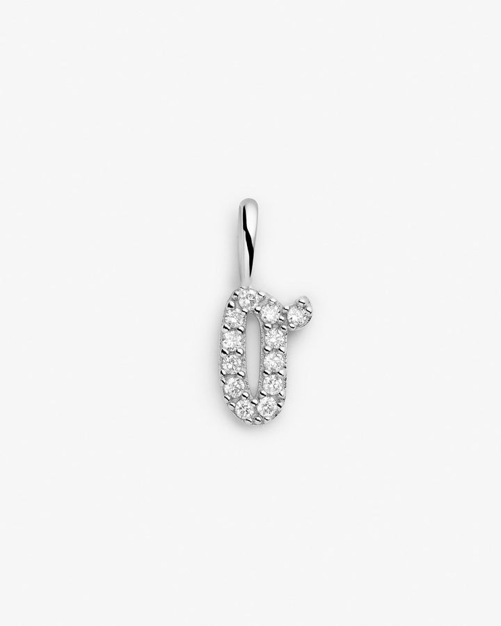 Initial O 14k Whitegold Necklace w. Lab-Grown Diamonds