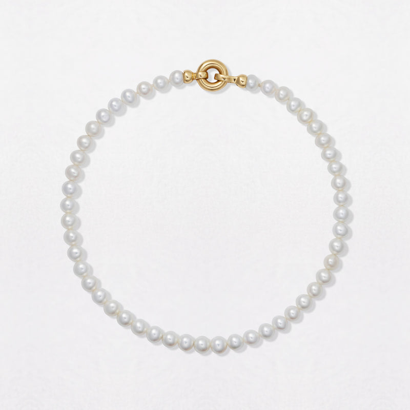 Classic Pearl Choker 18K Gold Necklace
