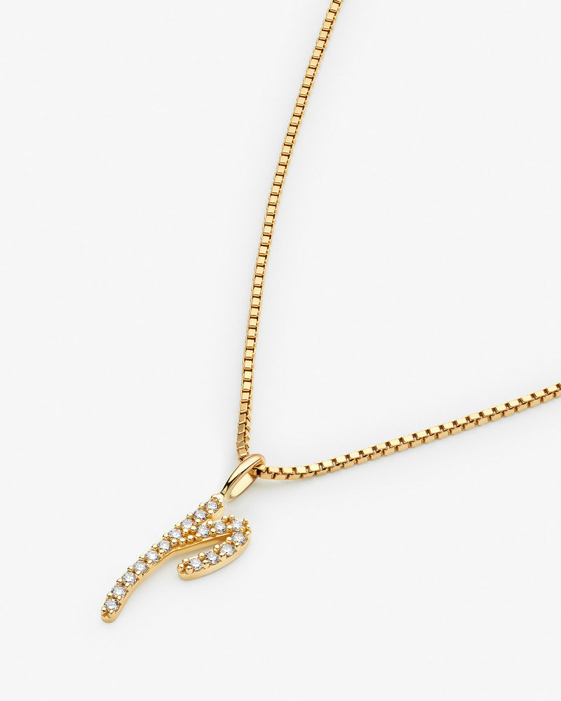 Initial P 14k Gold Necklace w. Lab-Grown Diamonds