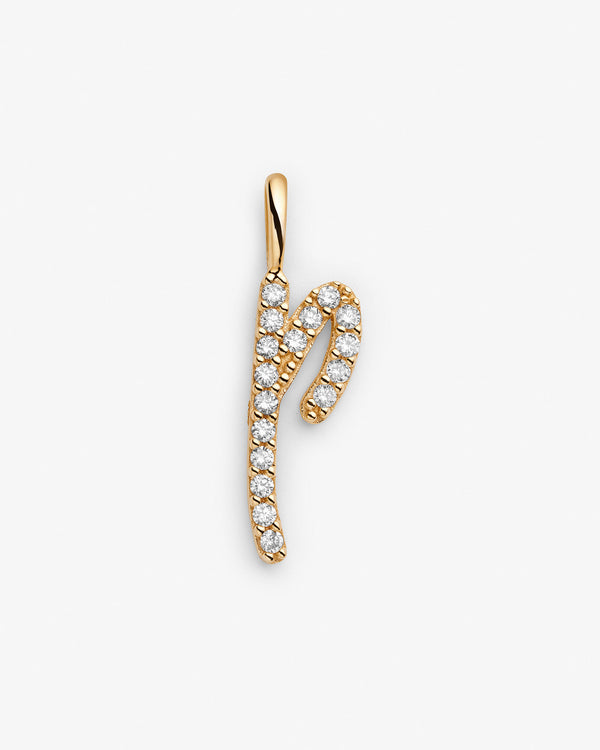 Initial P 14k Gold Necklace w. Lab-Grown Diamonds