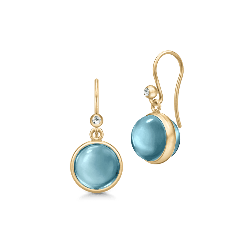 Prime Gold Plated Earrings w. Ice Blue Crystal