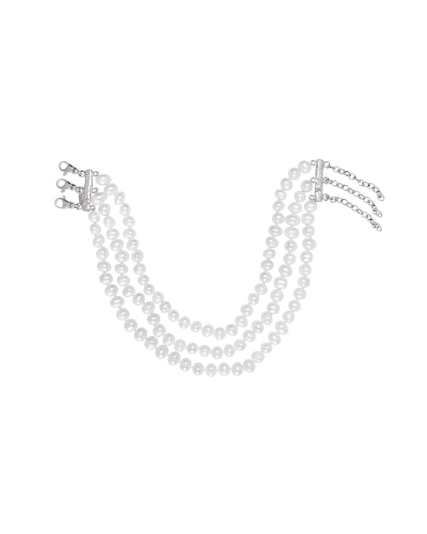 Pearl Choker 3 Strand Silver w. Pearl