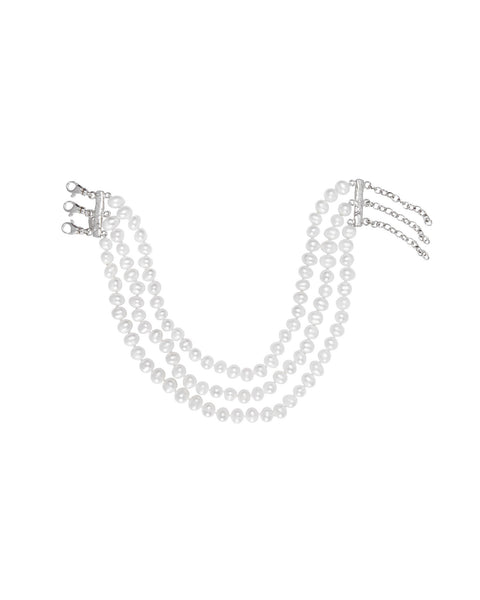 Maria Nilsdotter Pearl Choker 3 Strand Silver w. Pearl – The