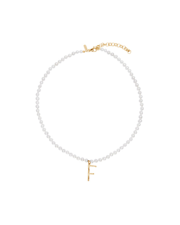 Pearl Letter Gold Plated Necklace w. Pearls