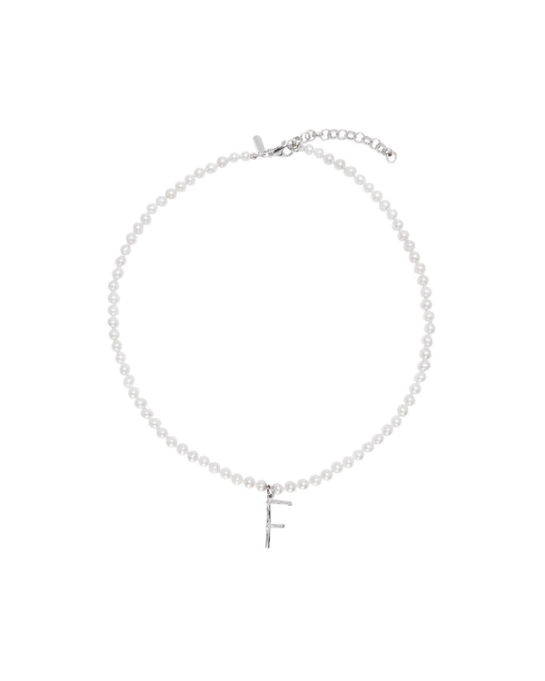Pearl Letter Silver Necklace w. Pearls