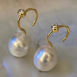 Pearl 18K Gold Earrings w. Diamond & Pearls