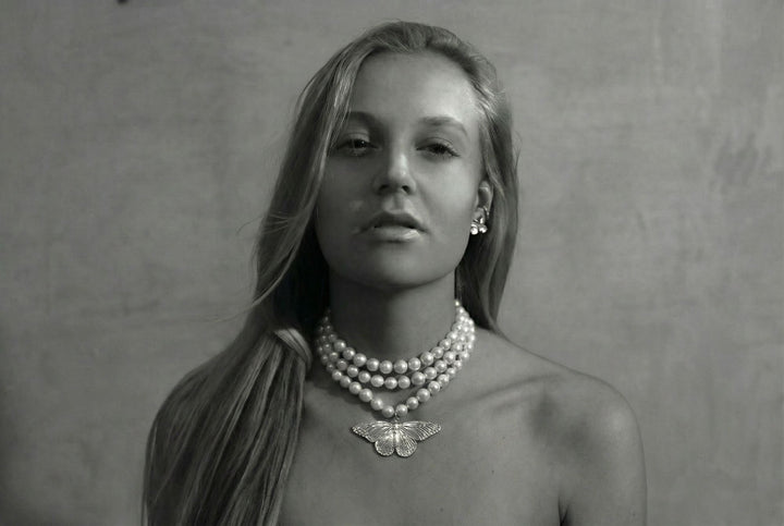 Silver Monarch Necklace w. Pearls