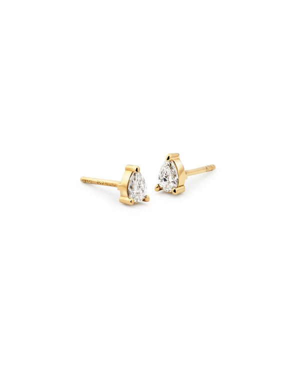 Pear 14K Gold Studs w. Lab-Grown Diamonds