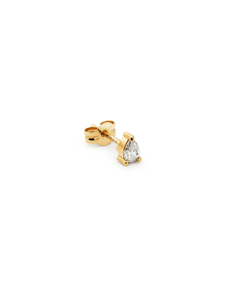 Pear 14K Gold Studs w. Lab-Grown Diamonds