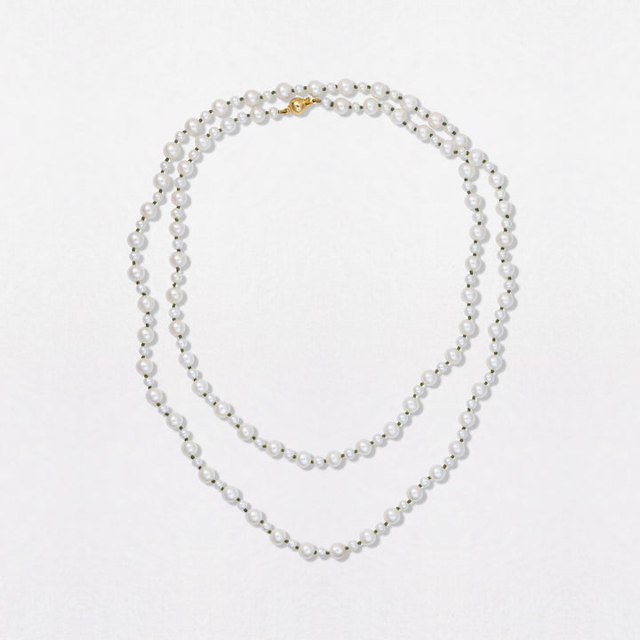 Long Pebble Pearl 18K Gold Necklace