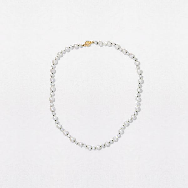 Short Pebble Pearl 18K Gold Necklace