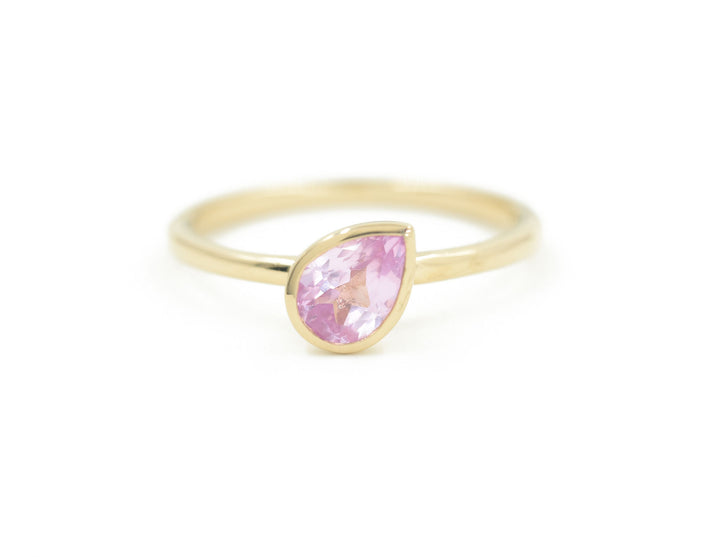 Mini Pear Jollie 14K Gold Ring w. Pink Topaz
