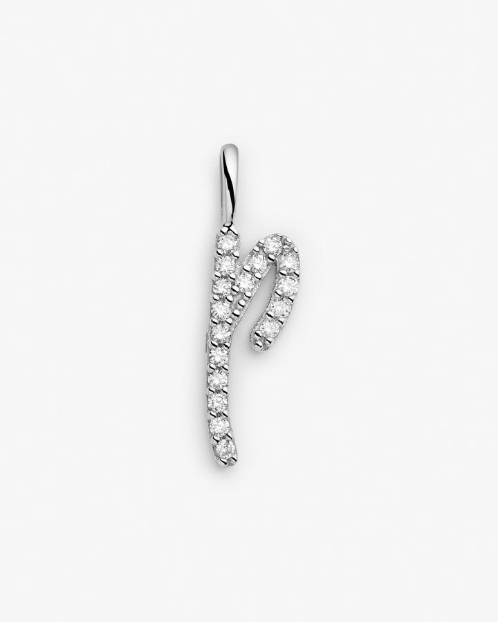 Initial P 14k Whitegold Necklace w. Lab-Grown Diamonds