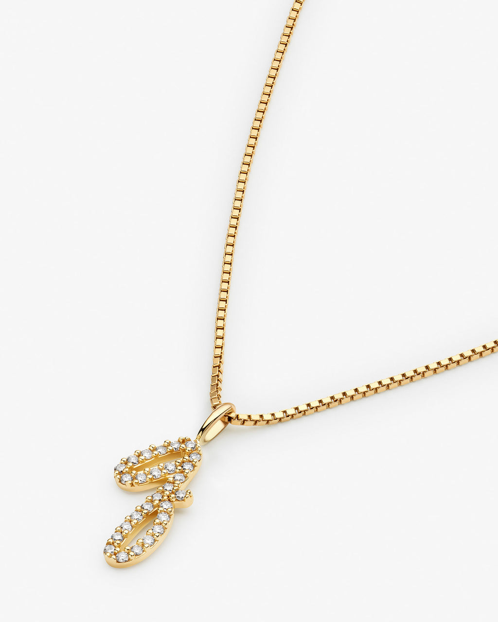 Initial Q 14k Gold Necklace w. Lab-Grown Diamonds