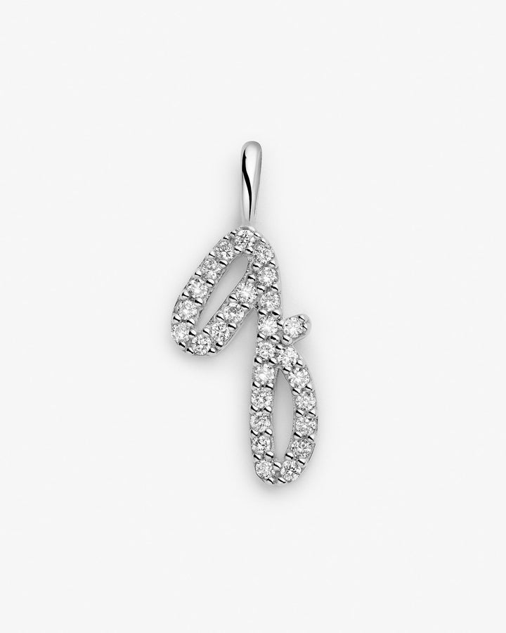 Initial Q 14k Whitegold Necklace w. Lab-Grown Diamonds