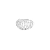 Mini Ribbed VOID Silver Ring w. Zirconia