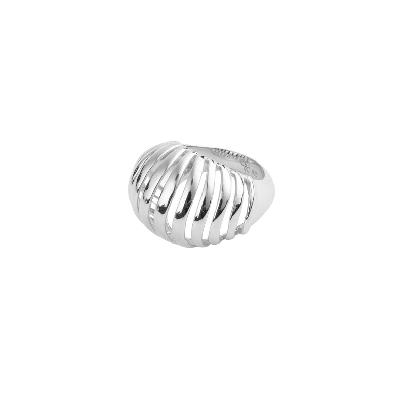 Ribbed VOID Silver Ring