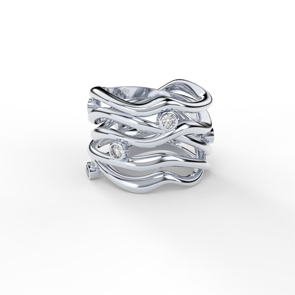 Bare Souls Five Shank 14K Whitegold Ring w. 0.28 ct Diamonds