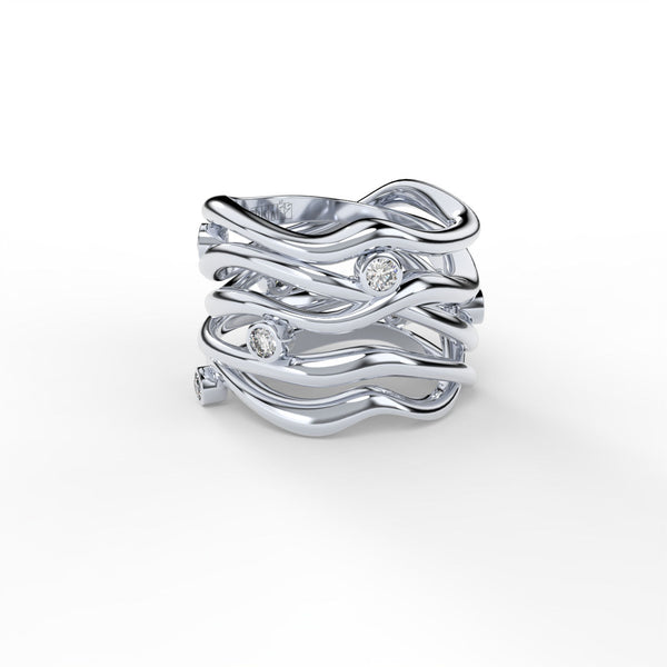 Bare Souls Five Shank 14K Hvidguld Ring m. 0,28 ct Diamanter