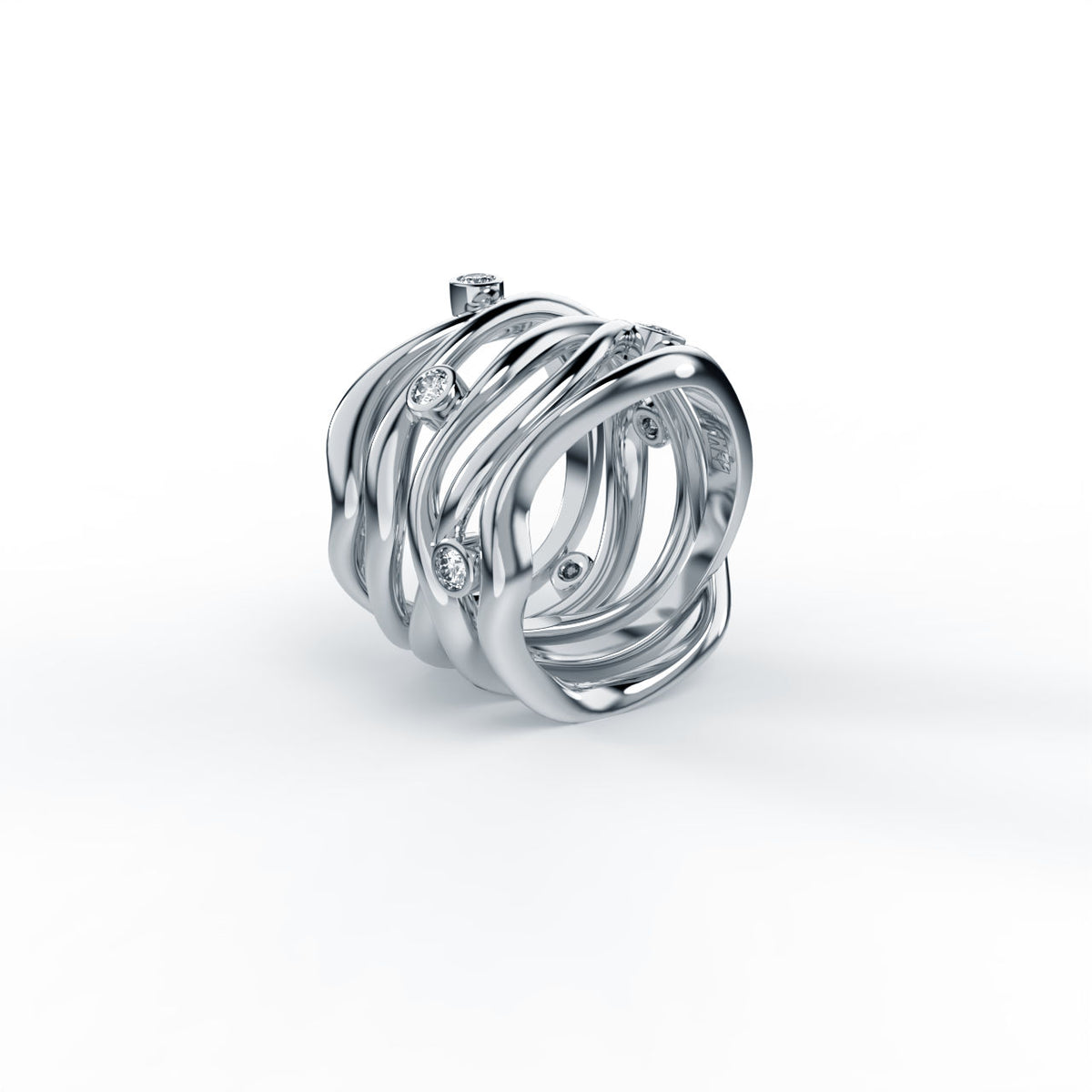 Bare Souls Five Shank 14K Whitegold Ring w. 0.28 ct Diamonds