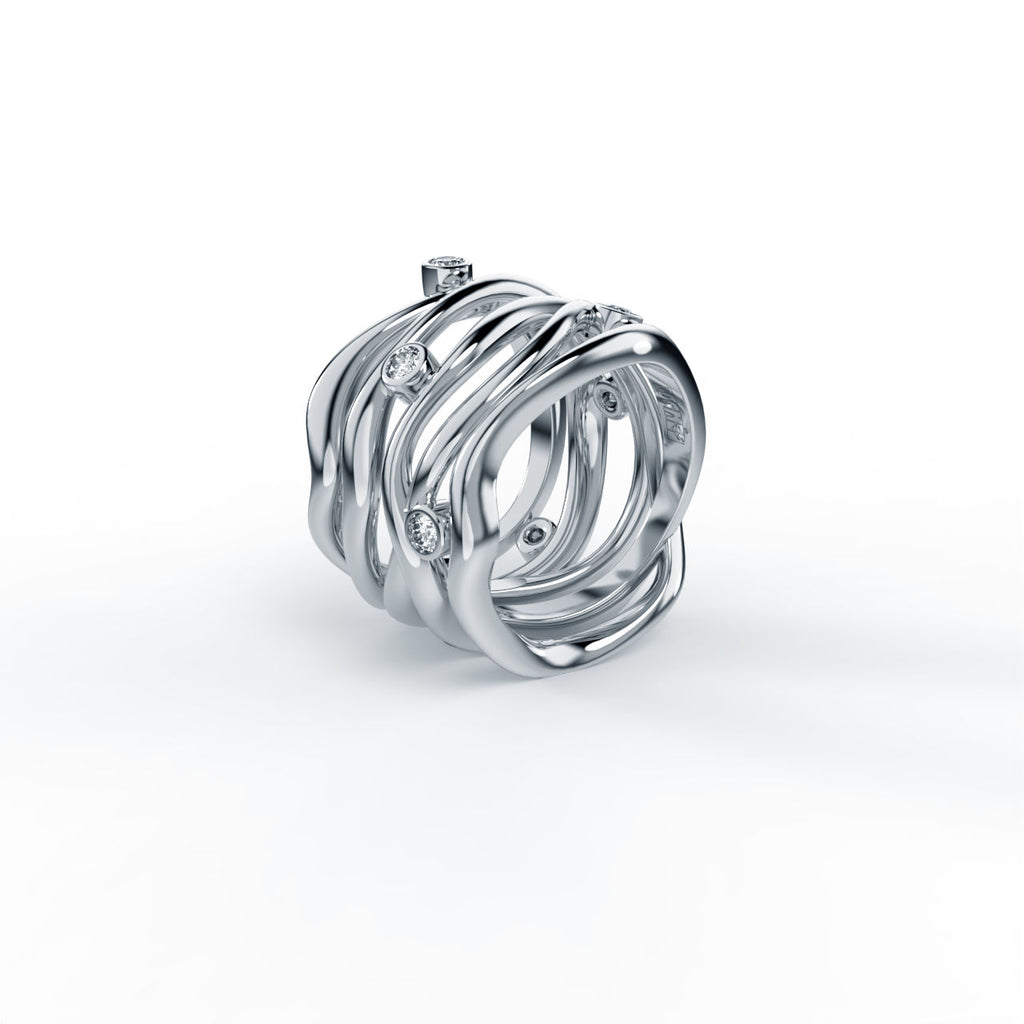 Bare Souls Five Shank 14K Hvidguld Ring m. 0,28 ct Diamanter