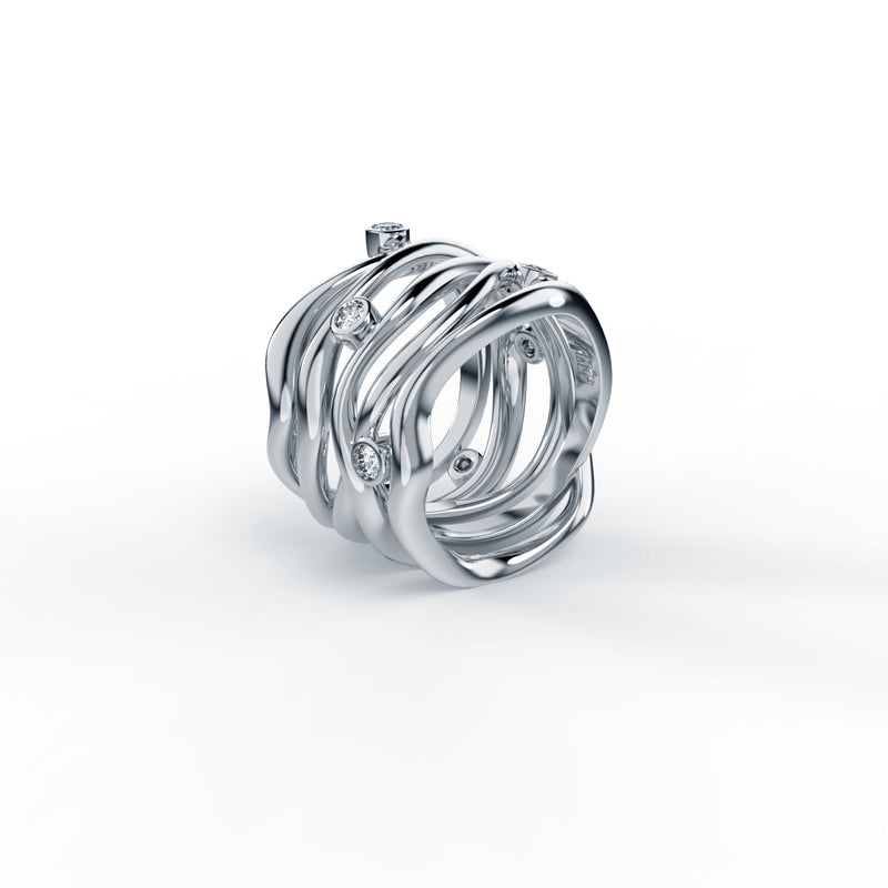 Bare Souls Five Shank 14K Hvidguld Ring m. 0,28 ct Diamanter