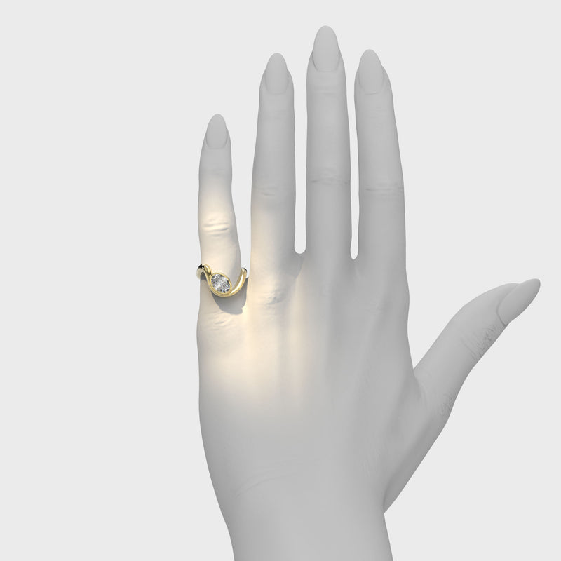 Bare Souls Wave 18K Guld Ring m. 1,00 ct Oval Diamant