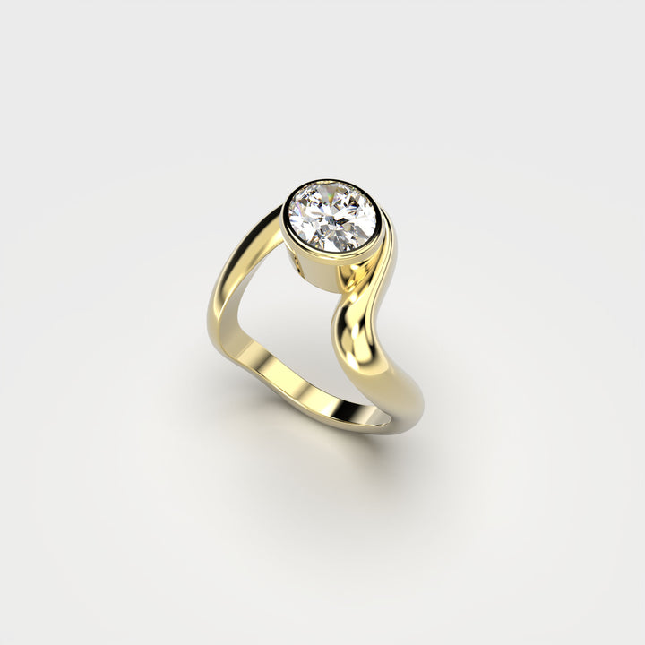 Bare Souls Wave 18K Guld Ring m. 1,00 ct Oval Diamant