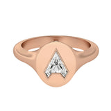 Alphabet-signetring i 18K Rosaguld m. bogstavet A og en Lab-Grown Diamant