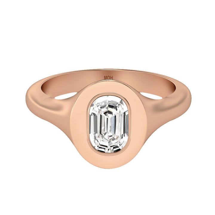 Alfabet 18K Rosaguld Initial O Signetring m. Solitaire Lab-Grown Diamant