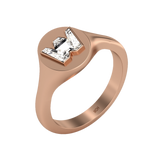 Alfabet 18K Rosaguld Initial V Signet Ring m. Solitaire Lab-Grown Diamant