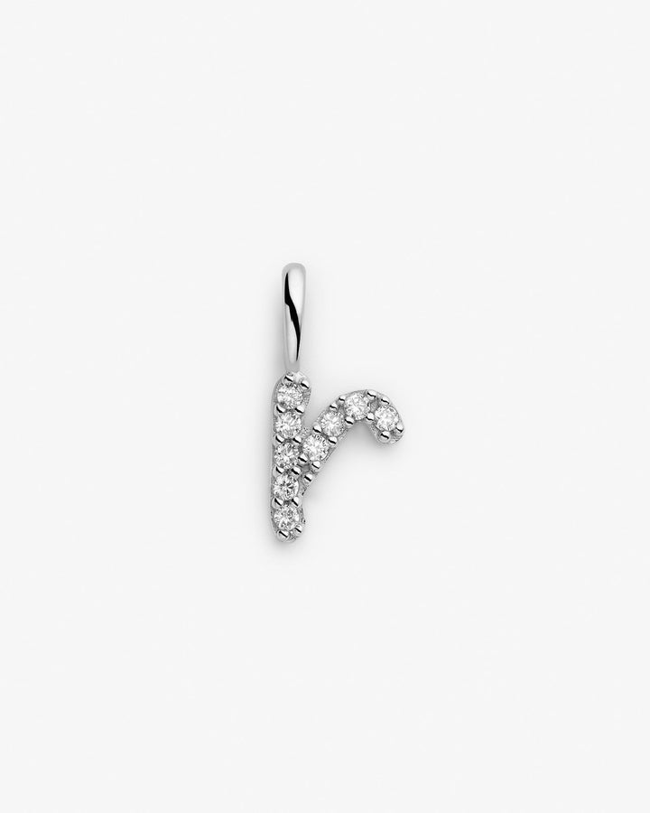 Initial R 14k Whitegold Necklace w. Lab-Grown Diamonds