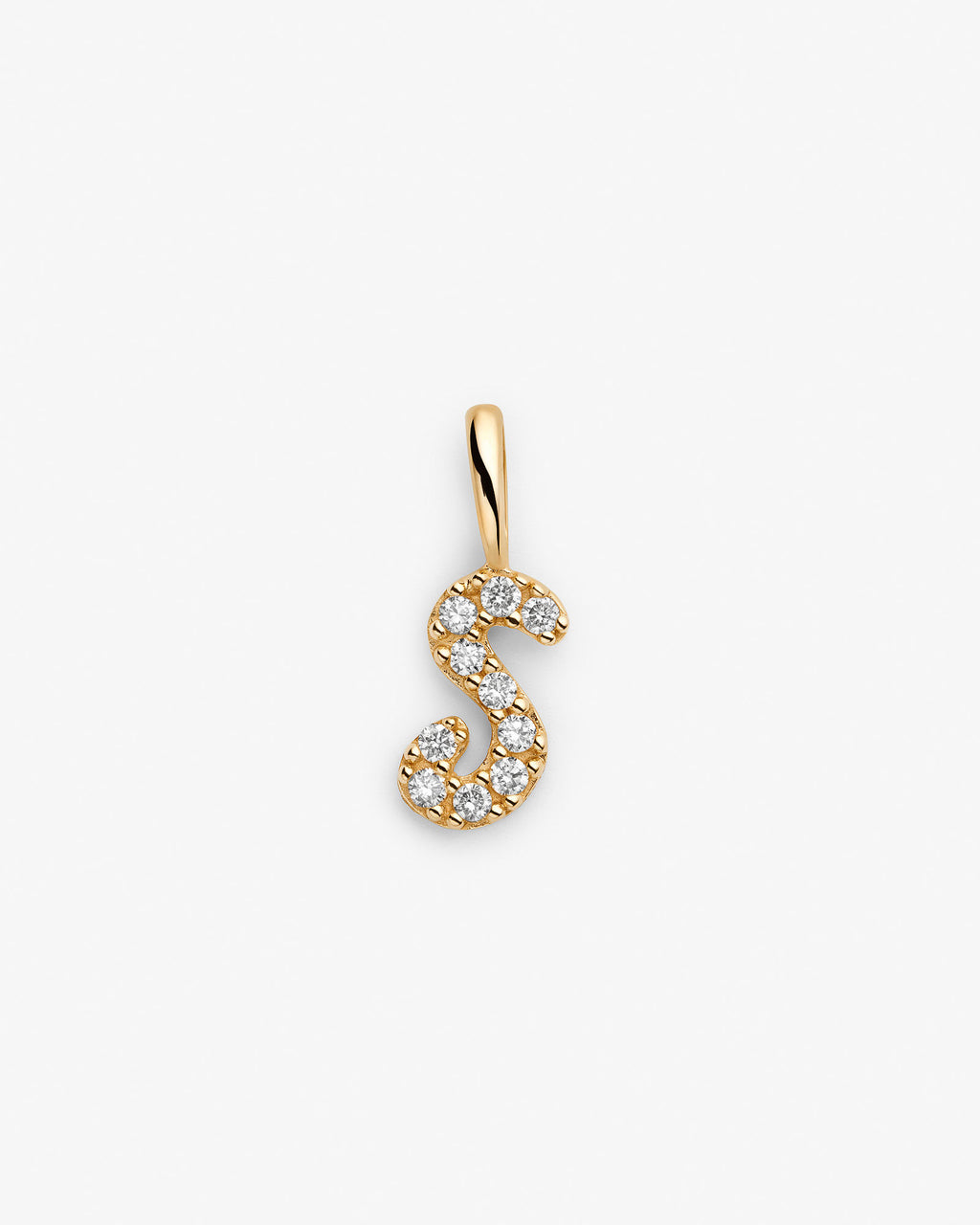 Initial S 14k Gold Necklace w. Lab-Grown Diamonds