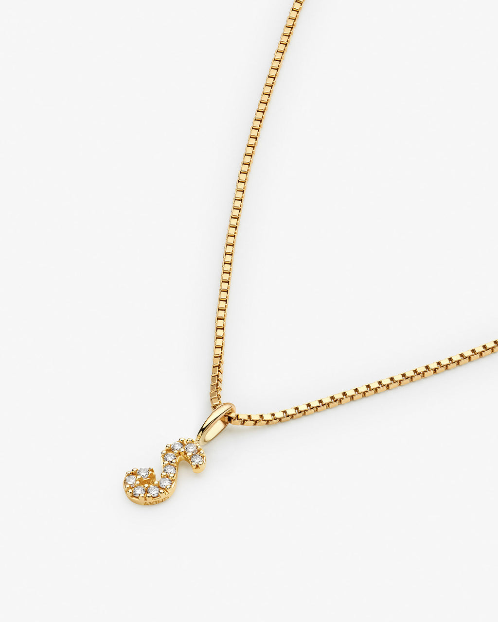 Initial S 14k Gold Necklace w. Lab-Grown Diamonds