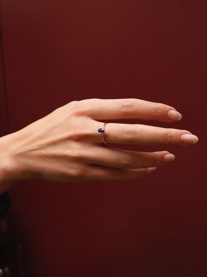 Safir Solitaire 14K Hvidgulds Ring