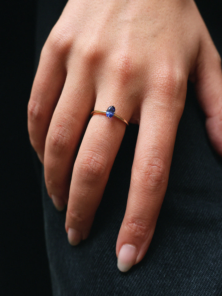 Safir Solitaire 14K Guld Ring