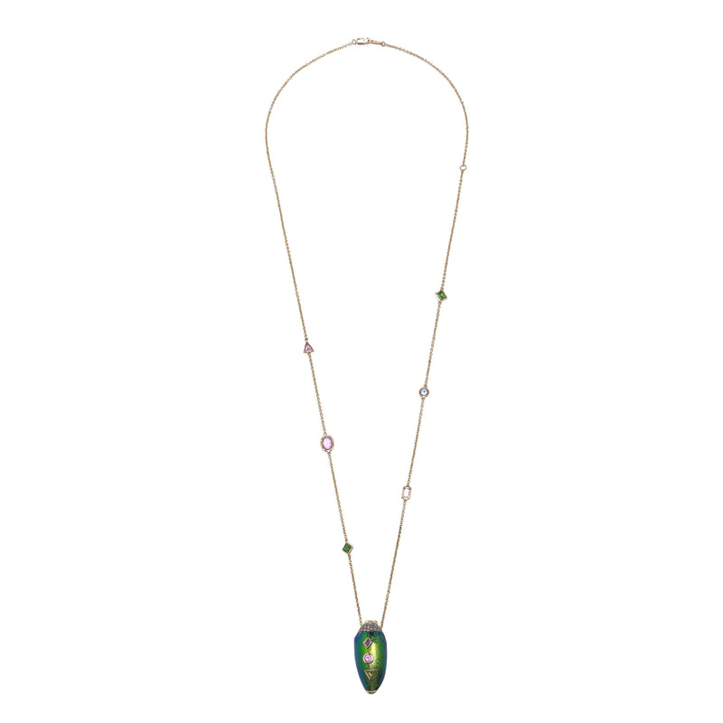 Scarab Pop Art 18K Rose Gold & Silver Necklace