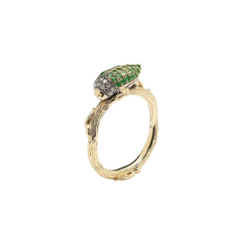 Scarab 18K Gold Ring w. Tsavorite