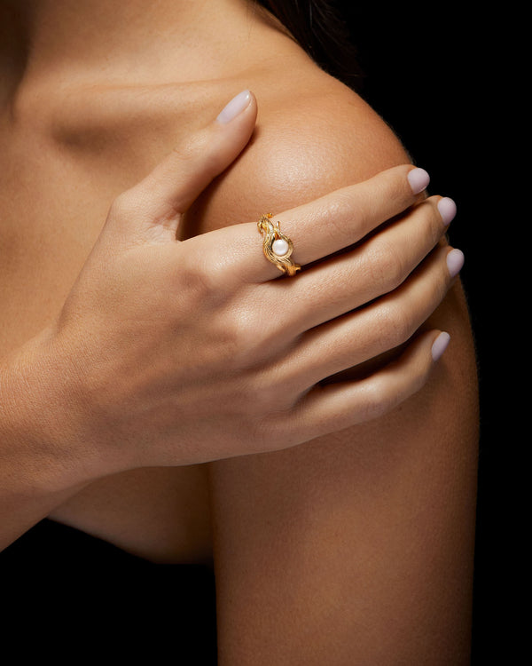 Secret Garden Forgyldt Ring m. Perle