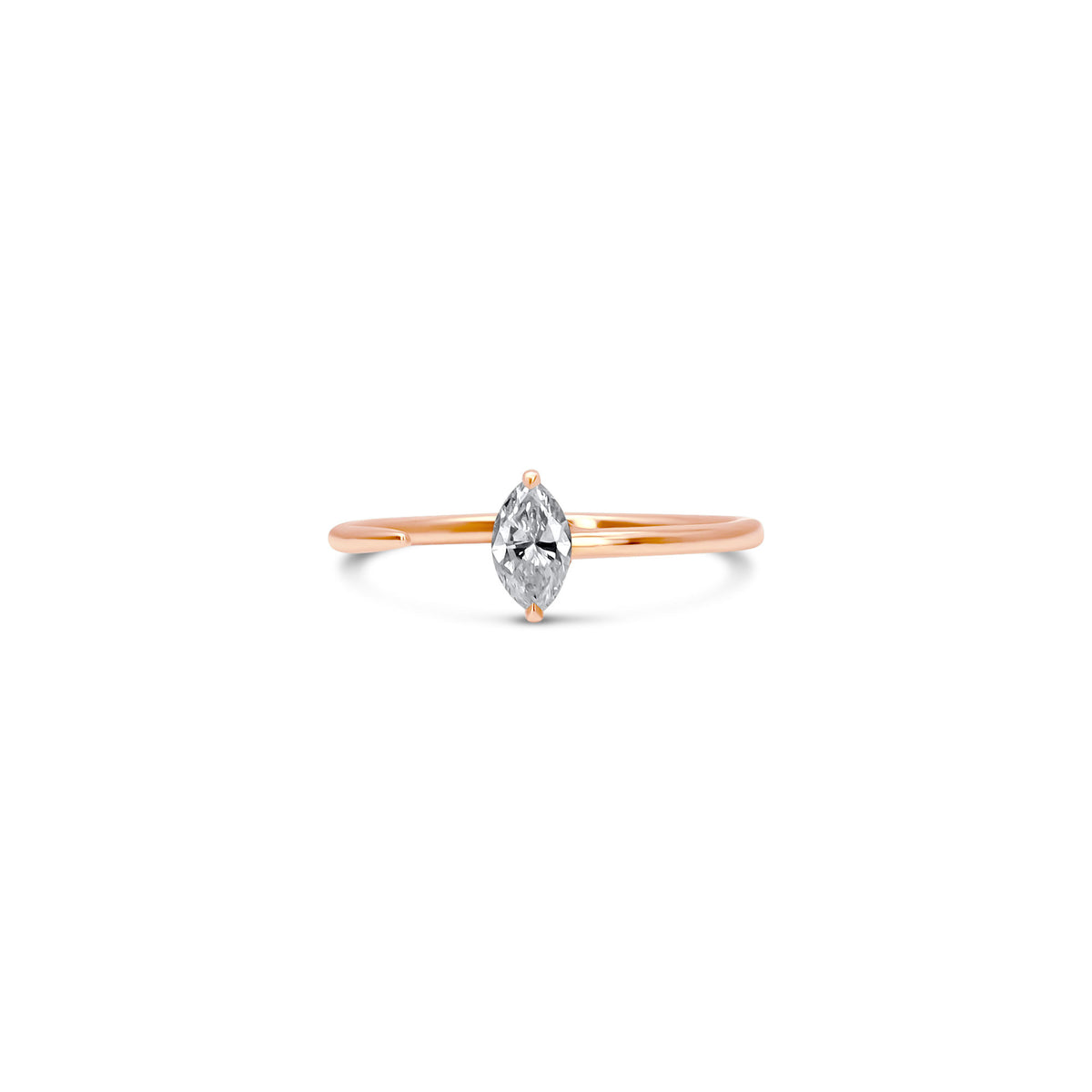 Lady Marquise 14K Gold Ring w. Diamonds