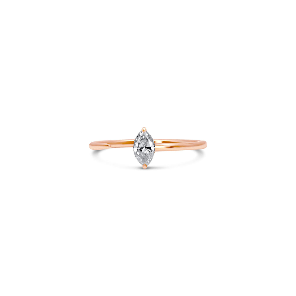 Lady Marquise 14K Gold Ring w. Diamonds
