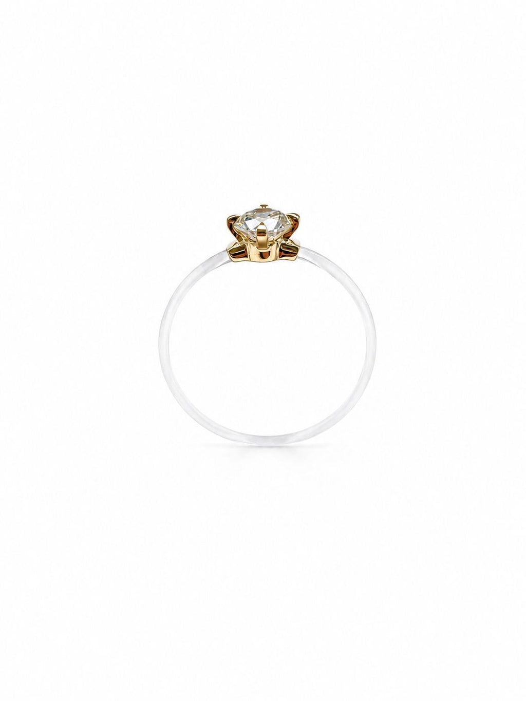 Brilliant Floating 14K Guld & Sølv Ring m. Lab-Grown Diamant