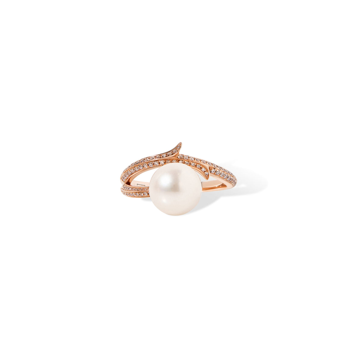Enchanted Rose Thorn 14K Gold Ring w. Diamonds & Pearl
