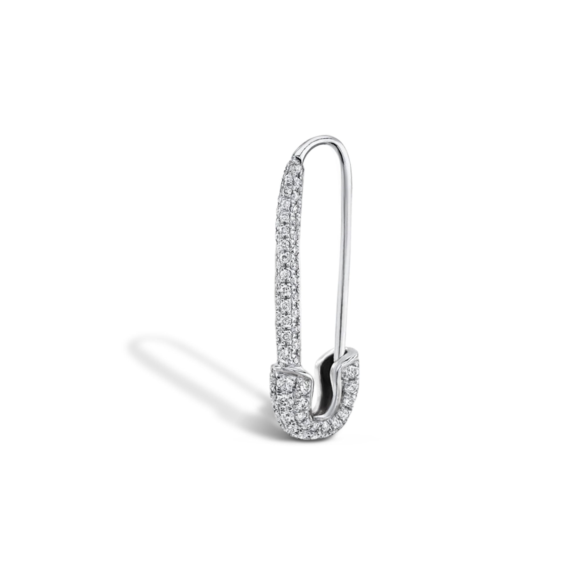 Pierced 14K Gold Pin Earring w. Diamonds