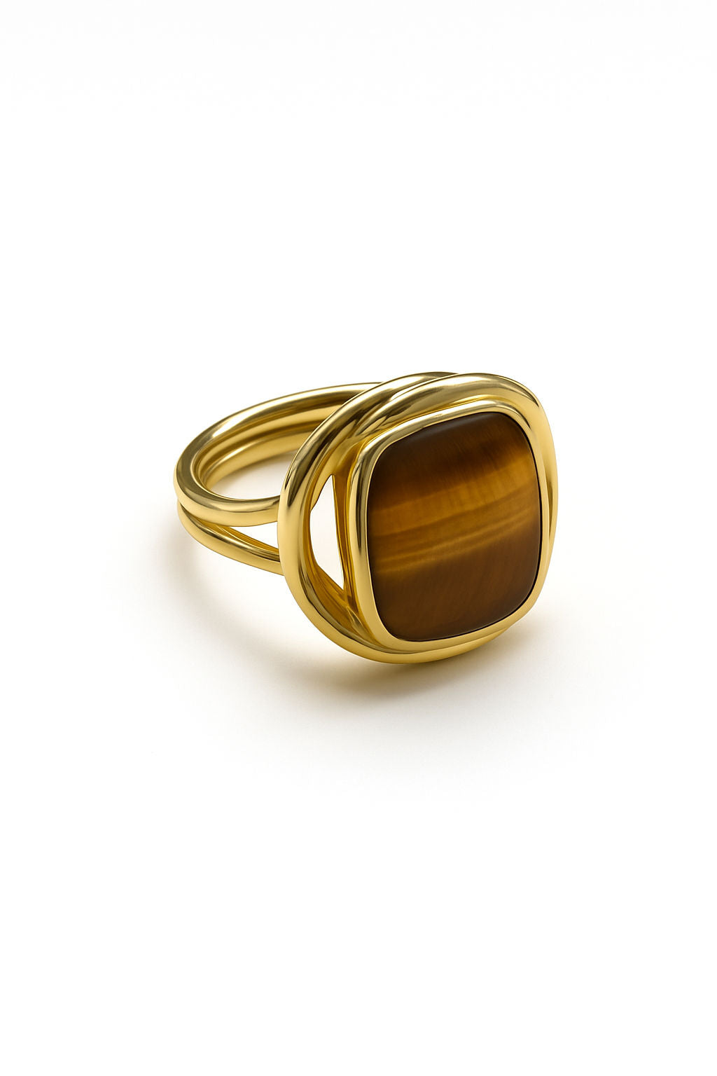 Signature 18K Gold Singet Ring w. Tiger Eye
