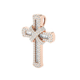 Tennis Cross 14K Gold Pendant w. Diamonds