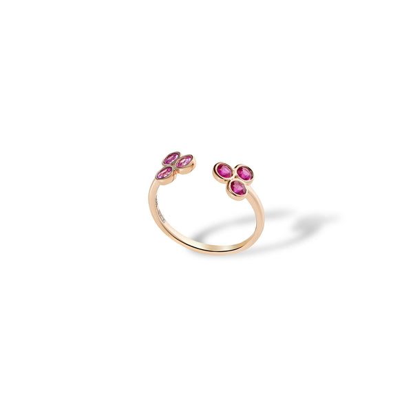 Peony 14K Gold Ring w. Pink Rubies